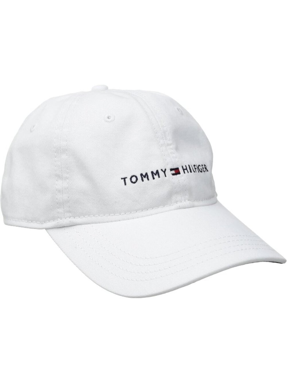 Tommy Hilfiger Men's White Cotton Logo Adjustable Baseball Cap